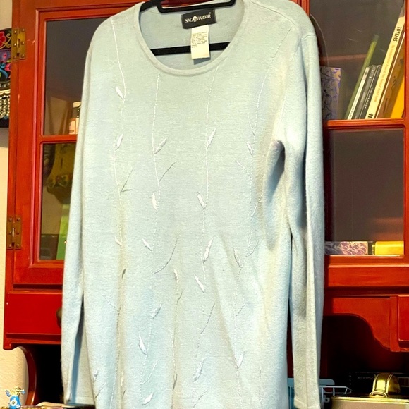 Super soft Sweater fine Gauge Embroidered tunic Blue - Picture 1 of 7